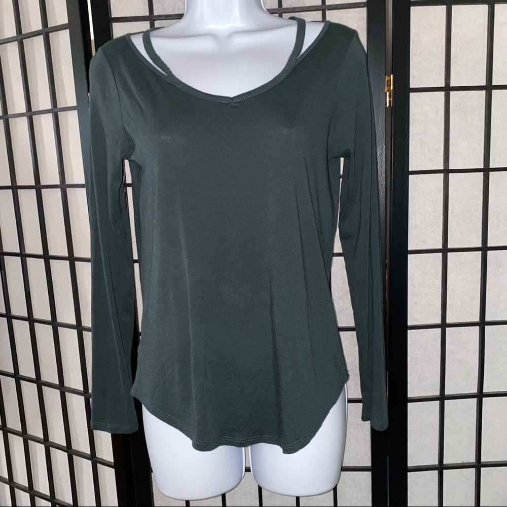 ANN TAYLOR LOFT Long Sleeve Top Green Size XS
